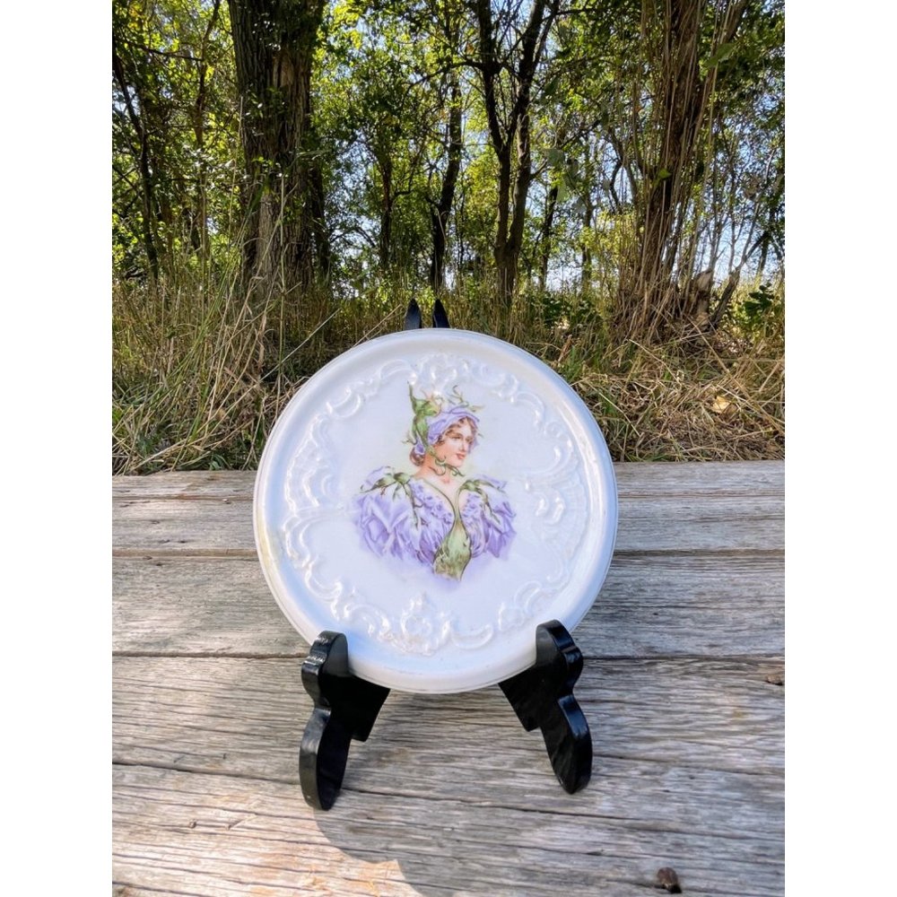 Vintage Tea Trivet Hot Plate Portrait of Fairy Nymph Woman